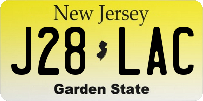 NJ license plate J28LAC