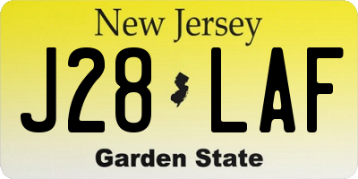 NJ license plate J28LAF