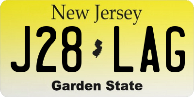 NJ license plate J28LAG
