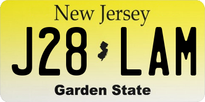 NJ license plate J28LAM