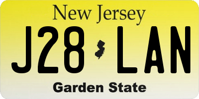 NJ license plate J28LAN