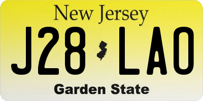 NJ license plate J28LAO