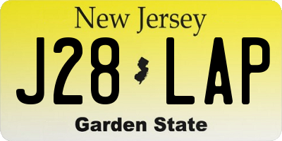 NJ license plate J28LAP