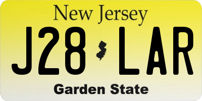 NJ license plate J28LAR