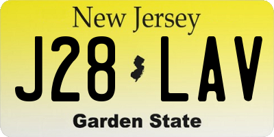 NJ license plate J28LAV