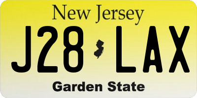NJ license plate J28LAX