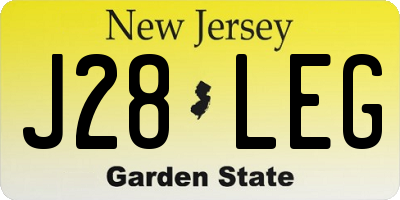 NJ license plate J28LEG