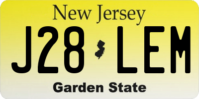 NJ license plate J28LEM