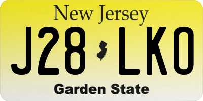 NJ license plate J28LKO