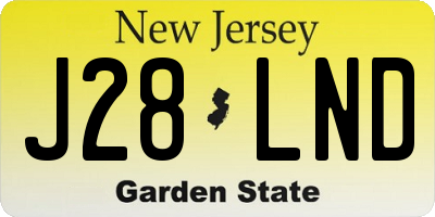 NJ license plate J28LND