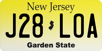 NJ license plate J28LOA