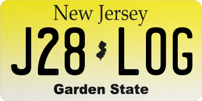 NJ license plate J28LOG