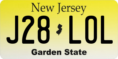 NJ license plate J28LOL
