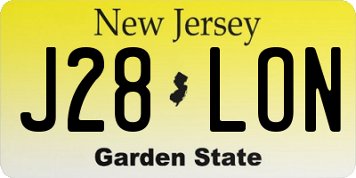 NJ license plate J28LON