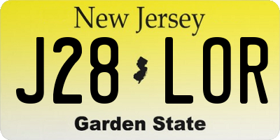 NJ license plate J28LOR