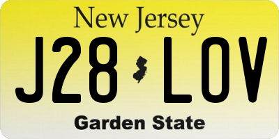 NJ license plate J28LOV