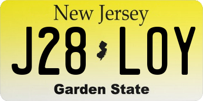 NJ license plate J28LOY