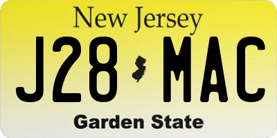 NJ license plate J28MAC