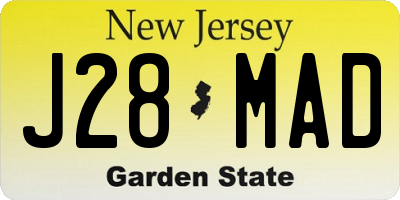NJ license plate J28MAD