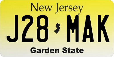 NJ license plate J28MAK