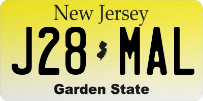 NJ license plate J28MAL