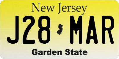 NJ license plate J28MAR