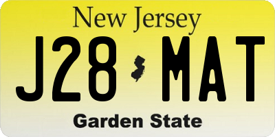 NJ license plate J28MAT