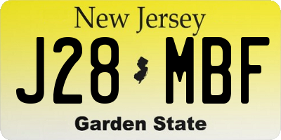 NJ license plate J28MBF