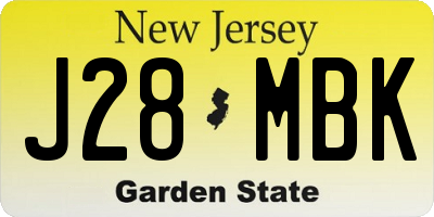 NJ license plate J28MBK