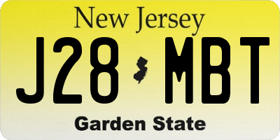 NJ license plate J28MBT