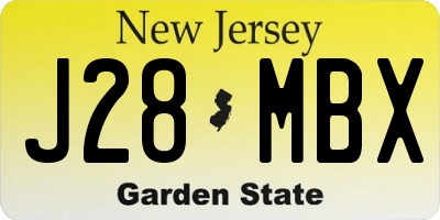 NJ license plate J28MBX