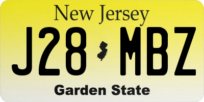 NJ license plate J28MBZ