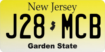NJ license plate J28MCB