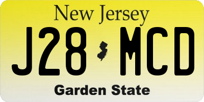 NJ license plate J28MCD