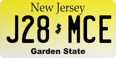 NJ license plate J28MCE