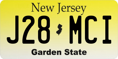 NJ license plate J28MCI