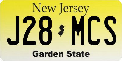 NJ license plate J28MCS
