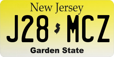 NJ license plate J28MCZ