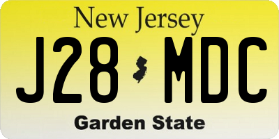 NJ license plate J28MDC