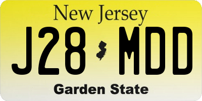 NJ license plate J28MDD