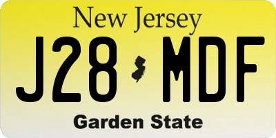 NJ license plate J28MDF