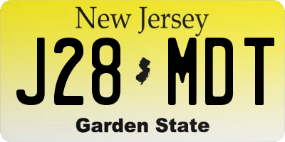 NJ license plate J28MDT