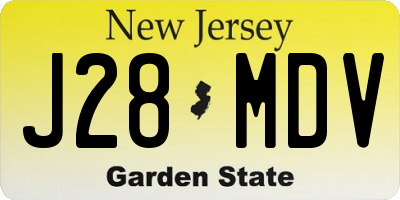 NJ license plate J28MDV