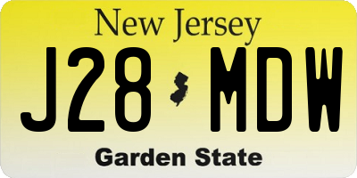 NJ license plate J28MDW
