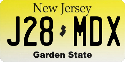 NJ license plate J28MDX