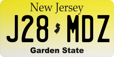 NJ license plate J28MDZ