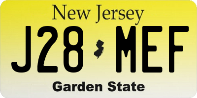 NJ license plate J28MEF