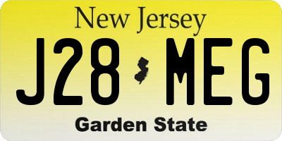 NJ license plate J28MEG