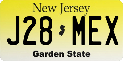 NJ license plate J28MEX
