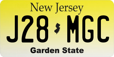 NJ license plate J28MGC